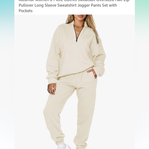Aleumdr Sweatsuit Half Zip Pullover Long Sleeve Sweatshirt Jogger Pants Set L - Picture 4 of 12